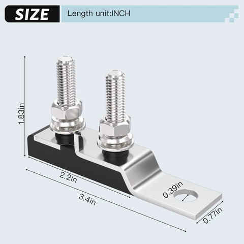 Diagram showing dimensions of Badass Heavy Duty Marine Grade Battery Terminal Fuse Holder With Killer Dual Circuit Protection.