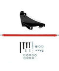 Adjustable Lift Panhard Bar for 4WD Dodge Ram 1994 to 2002, 4.5 to 8 Inch, Front Track Rod Relocation Bracket, Heavy Duty Steel, Bolt On Fit for Ram 1500 2500 3500, Off Road Ready, black bracket and red bar with hardware