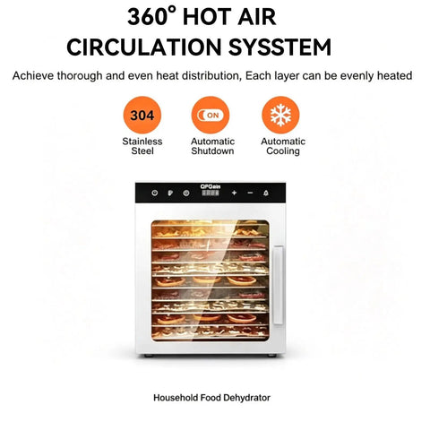 Premium Heavy Duty Freeze Dryer Machine With Twelve Stainless Steel Trays To Keep Your Fruits Veggies And Beef Jerky Rock Solid And Fresh As Heck For Any Home Hustle, 360° hot air circulation system.