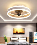 Dope 16 Inch Bladeless Ceiling Fan With Lights Remote And App Control in modern bedroom setting