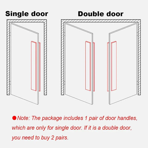 Heavy Duty Stainless Steel Door Handle Set With Adjustable Hole Spacing Modern Pull Push Bar For Sliding Doors Ideal For Bathroom Showers Kitchen Cabinets Wardrobes And Glass Doors 500mm Length, single and double door install guide