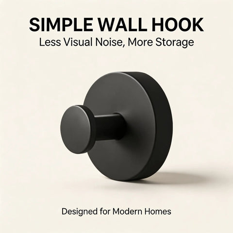 Heavy Duty Bathroom Wall Hook With Adhesive Or Screw Mount Rock Solid Rust Proof Metal Coat Rack for modern home storage.