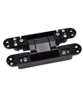 Premium 3D Adjustable Hidden Cross Hinge for Wood Doors and Gates Self-Closing Silent Operation Heavy Duty Zinc Alloy in black.