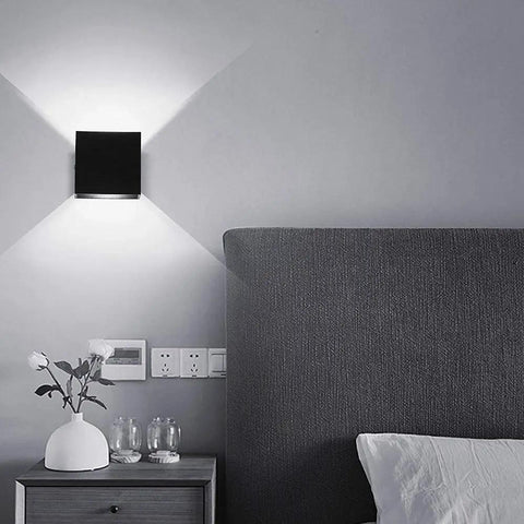 2 Pack LED Wall Sconce 10W Hardwired Modern Black Up Down Wall Lamps For Living Room Hallway Bedroom Decor Cool White COB LEDs Included Fifty Thousand Hours Mini Metal