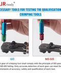 ACT-232 Butt Splice Crimper with Go-No-Go G411 Gauge in use for testing accuracy on crimping tools.