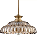 Straight Up Vintage Amber Glass Pendant Light With Ridiculously Smooth Adjustable Hanging Cord And Killer Floral Design For That Total Glow Up Look You Always Wanted, showing amber glass shade and brass finish.