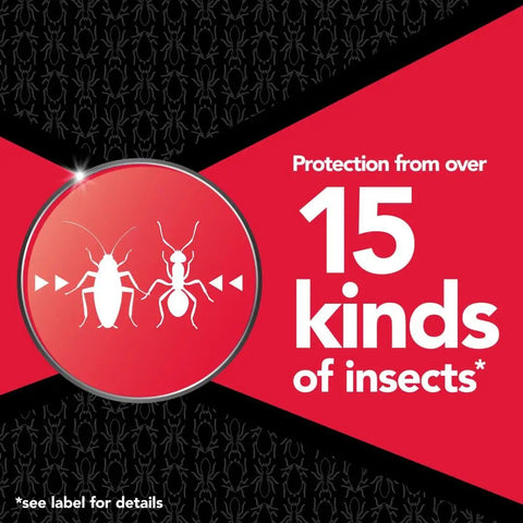 Perimeter Protection Refill For Indoor And Outdoor Use Up To 18 Months Of Protection 1 Gallon With Auto Trigger Hose Dip Tube And Holster Compatibility Save Money Cut Plastic Waste Keep Bugs At Bay. Protection from 15 insect types illustrated.