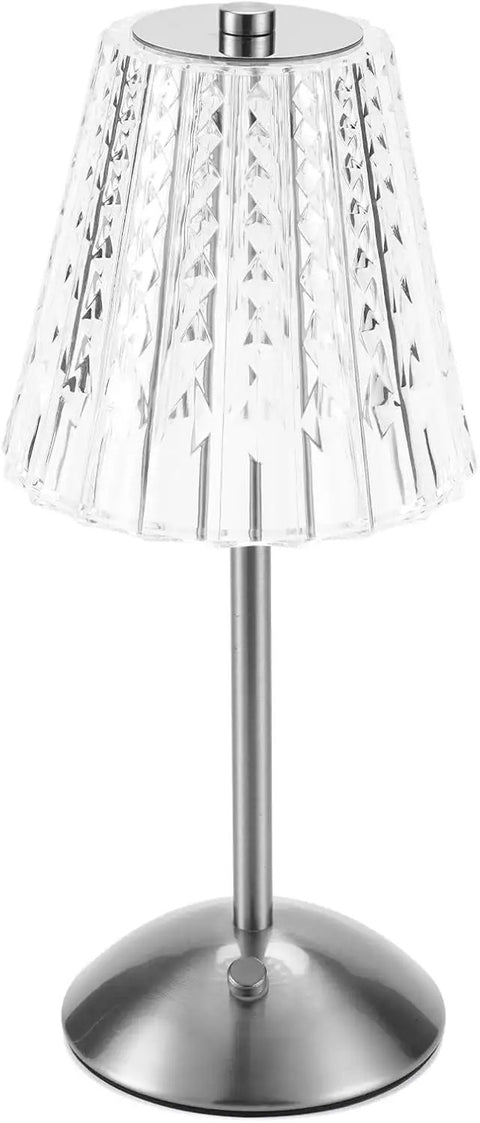 Cordless Crystal Lamp With Color Changing Touch Control, Rechargeable Diamond Table Light on metal base for bedrooms and living rooms