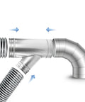Straight Up Heavy Duty 6 To 4 Inch Branch Y Shaped Ducting Connector Featuring 45 Degree Galvanized Splitter close-up view.