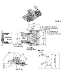 Technical diagram of Stainless Steel Damping Bilateral Torque Hinges 1 Piece For Cabinets And Doors Heavy Duty Soft Close Hinges.