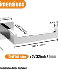 Dimensions diagram of Chrome Toilet Paper Holder Wall Mount Square Silver 304 Stainless Steel Rustproof, Rotate Proof Bracket
