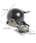 Close-up of an Eight Piece Antique Bronze Furniture Caster with Heavy Duty Metal Ball Swivels for smooth rolling.