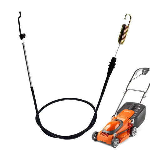 Throttle Cable for Push Mower Replacement Universal ABS Fit 30 Inch Lawn Mower Parts shown with mower and cable