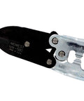 Close-up of 5-Blade Crimper For Straight And Wide Cut Pinch-Thru Point Cutter, made in USA, showing hardened steel blades.