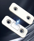 Invisible Door Catch With Screws And Adhesive For No Fuss Seamless Close On Sliding Doors showing magnetic plates and spark effect