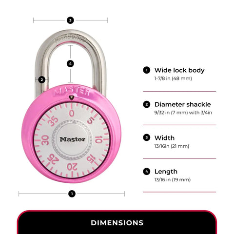 Pink Locker Lock Three Digit Combination Padlock For School And Gym Use No Hassle Keyless Security Padlock For Lockers Durable Indoor Padlock With Easy To Read Dial