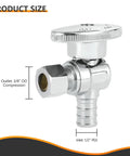 10 Pack Lead-Free Brass Angle Stop Valves 1/2 Inch PEX-B Inlet To 3/8 Inch OD Compression Outlet For DIY Home Plumbing Crimp Rings Or Stainless Clamps Compatible, 1/2 PEX inlet 3/8 compression