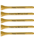Epic Anniversary Golf Tees Gift Set For Him, 30 Bamboo Tees, Three And A Quarter Inches, Printed With Happy Anniversary And I Love You Forever, Eco Friendly White Tees, Perfect Wedding Present Idea For Husband, Boyfriend, Wife Or Girlfriend on display
