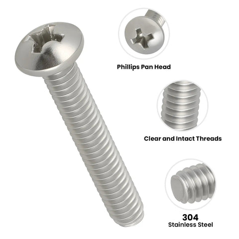 120Pcs 8-32 Phillips Pan Head Screws Set In 304 Stainless Steel Pro Grade Go-To Handy Kit For Home Fixes Household Repairs Electrical Wall Plate Switch Installations And Diy Projects.