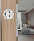 Pocket Door Hardware With Pull Recessed Door Handle Lock For Furniture Invisible Sliding Door Lock Handle installed on interior wood door