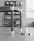 White Plastic End Caps For L Shaped Angle Iron Floor Protectors For Metal Shelving And Workbenches No Slip Eight Pack Quick Install