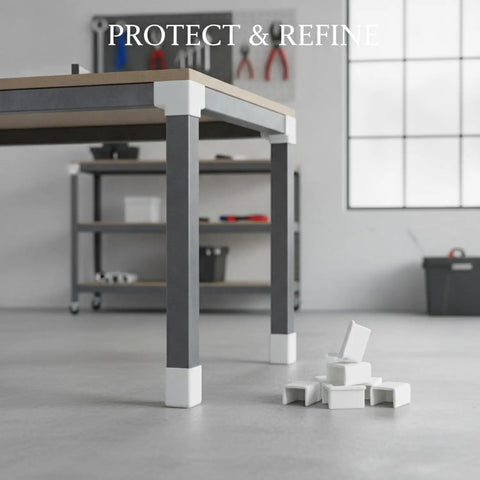 White Plastic End Caps For L Shaped Angle Iron Floor Protectors For Metal Shelving And Workbenches No Slip Eight Pack Quick Install