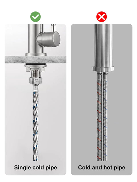 Top Tier Cold Only Kitchen Sink Faucet Single Hole Install Sus 304 Stainless Steel with clear single cold pipe design.