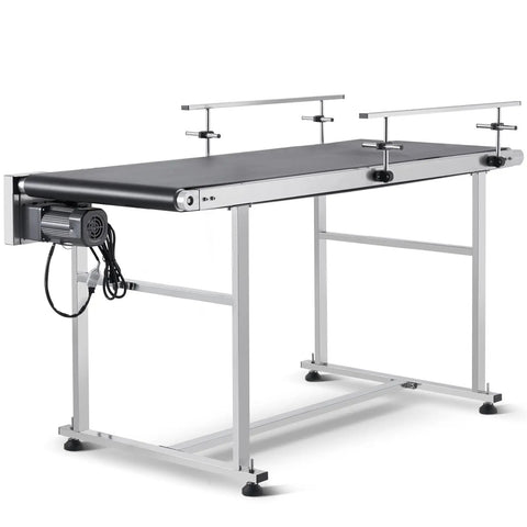 Beefy Motorized Belt Conveyor Table 59 By 19.7 Inches With Stainless Steel Frame PVC Belt Anti Static Adjustable Speed