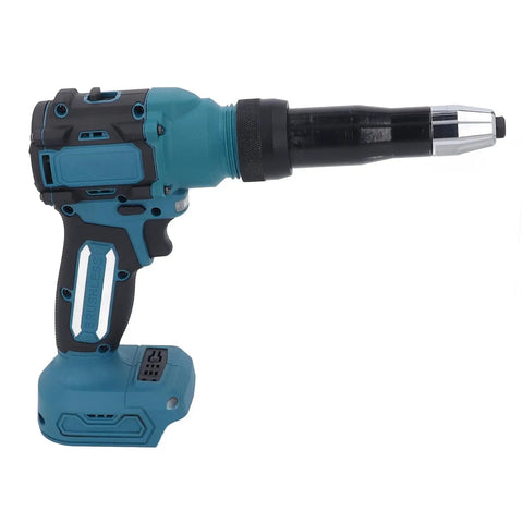 Get Your Cordless Rivet Gun With 18V Brushless Motor For Fastening Kit Auto Parts That Fits BL1840 Battery Dual Speed Settings Plus Led Work Light For Steel And Aluminum Jobs, cordless blue rivet gun with battery base