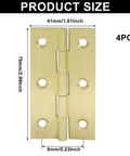 Product size diagram of Built Rock Solid 3 Inch Mini Brass Hinges, Zero Hassle Cabinet Door Hardware Kit.