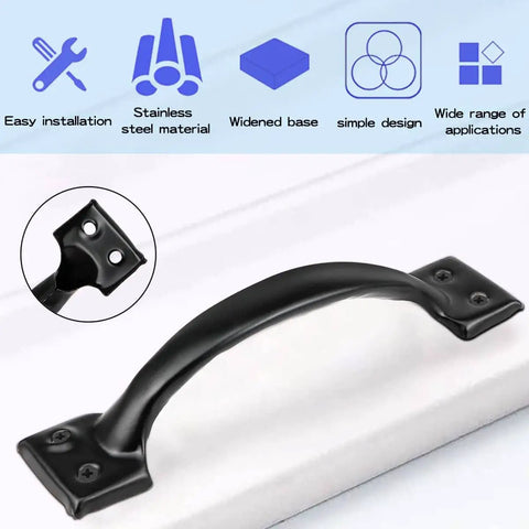 Vintage Barn Door Handle Set 6 Inch Metal Pulls In Black And Bronze For Furniture Drawers Cabinets Doors Bedrooms And Garden Gates Durable And Long Lasting 10 Piece Set with black handle installed on a white surface