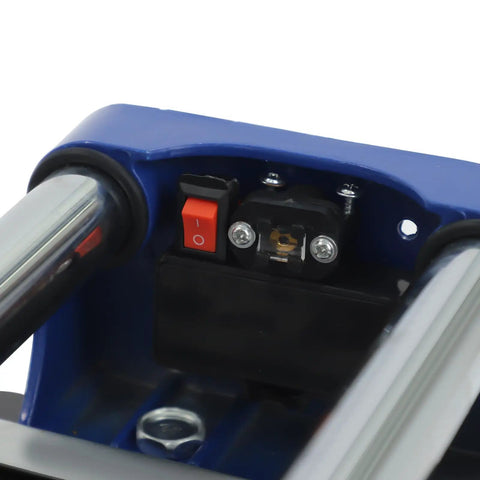 Close-up of the power switch and connection area on the Heavy Duty 24 Inch Manual Tile Cutter for Ceramic and Porcelain Floors.