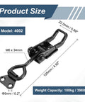 Beefy Adjustable Toggle Clamp M6 X 34mm Holds 396lbs With Quick Release Pull Latch Model 4002, black carbon steel