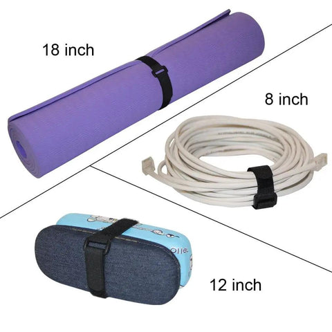 20 Pack Reusable Hook And Loop Cable Ties Set In 8 12 And 18 Inch Sizes With D Ring Buckles Securing Various Cables and Objects