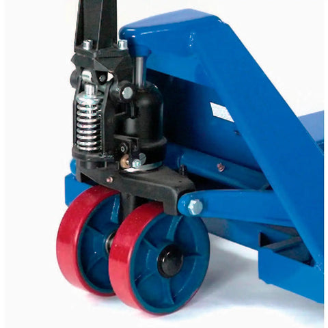 No Sweat Heavy Duty Manual Pallet Jack With Narrow 21 By 48 Inch Forks Quick Three Stage Fingertip Lifting Snag Your Load Fast In Tight Spaces Using Smooth Polyurethane Wheels