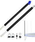 Zero Hassle Trampoline Safety Net Pole Replacement Set With Thick Foam Covers For 10 To 16 Foot Frames Universal Straight Leg Compatibility Up to 1.65 Inch Diameter Quick Setup includes two black foam-covered poles and clamps.