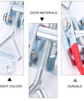 Close-up of Two Pack Adjustable Toggle Latch Clamps Zinc Plated Iron Pull Latch for Box Doors, showcasing durability