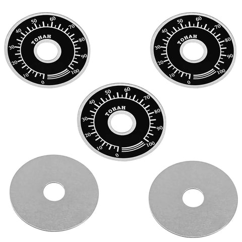 Five Pack Potentiometer Knob Dial Face Plate Kit 0-100 Rheostat Control for Variable Transformers, 60mm, Knurled Design
