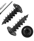 Black Pocket Hole Screws Set Number Eight Three Quarters Inch 200 Pieces One Pound Square Drive Round Head Self Tapping For Cabinets Tables Panels And DIY Outdoor Wood Projects Includes 60mm Drive Bit shown in close-up