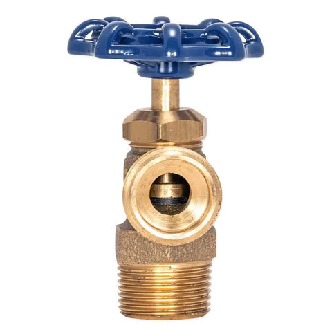 Boiler Drain Valve Brass Three Quarter Inch MIP To Three Quarter Inch MHT For Sediment Flush Heavy Duty Plumbing Fittings For Home Heating System