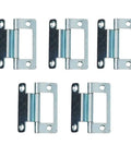 Five Heavy Duty Steel Cranked Flush Hinges for 15-19mm Cupboard Doors Zinc Plated Hardware in 5 Pack Bundle
