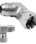 Beefy One Half Inch JIC 37 Degree Male To One Half Inch JIC 37 Degree Female Swivel Hydraulic Adapter Fitting For High Pressure SAE J514 Systems Durable Leak Free Connection For Power Packs Machinery And Industrial Hydraulics, 90 degree stainless steel elbow