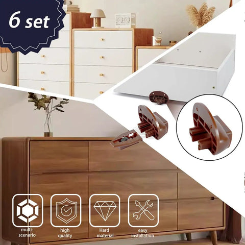 Kickass Heavy Duty Drawer Slides Rite Trak II Replacement Center Rail Furniture Glides Buttery Smooth Glide Hardware six piece set with brown plastic glides.