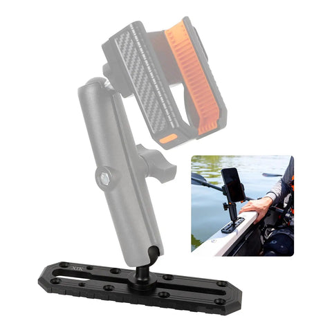 Metal Boat Track Mount With One Inch Ball T Bolt For Kayak Rail Mount GPS Fish Finder Mount Cup Holder And Rod Holder Fits RAM B Size Dual Socket Arm Marine Gear Track Heavy Duty on kayak track with phone holder