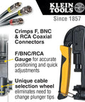 Pro Grade Heavy Duty Compression Crimper For Wire And Coaxial Cabling With Indoor And Outdoor Use, Crimps F, BNC, RCA Connectors