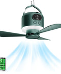 11 Inch Wireless Portable Camping Fan With Light And Remote 10040mAh Battery USB Rechargeable Hanging Ceiling Fan Green