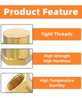 Brass NPT Pipe Cap Set One Eighth Through Three Quarters Inch Female Thread Socket End Caps Plugs Fittings Product Features