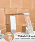 Waterfall Widespread Bathroom Faucet Chrome 3 Hole 2 Handle Vanity Sink Mixer Tap With Pop Up Drain Overflow And Supply Lines Square