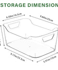 Storage dimension illustration of Straight Up Sturdy 12 Pack Clear Plastic Storage Bins With Handles For Pantry Organizing Cabinet Shelving Transparent Food Containers Super Handy For Freezer Closet Under Sink Setup.