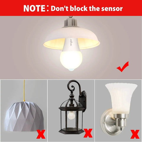 Motion Sensor LED A19 Bulbs With Dusk To Dawn, Soft White 3000K, 800 Lumens, 8.8W, 60W Equivalent, Indoor Outdoor No Brainer Lighting For Porch, Garage, Hallway, 2 Pack in open fixture, do not block sensor
